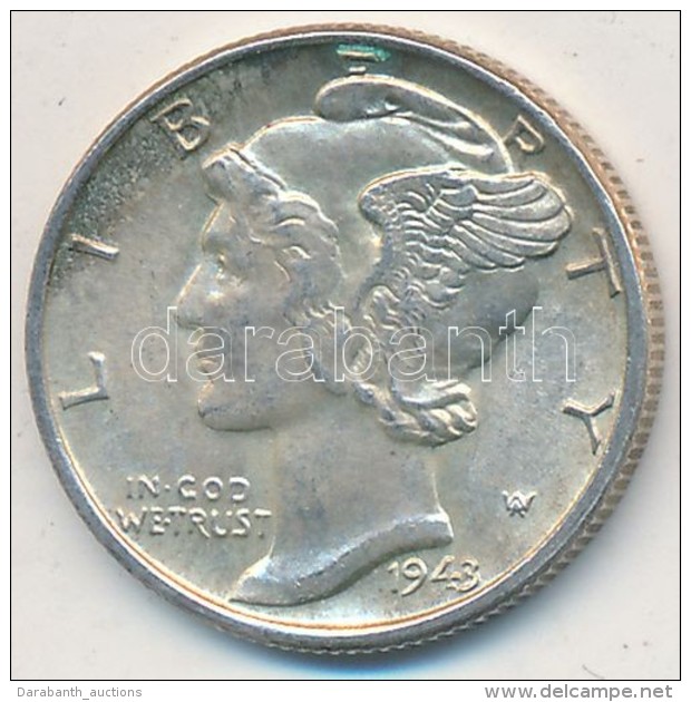 Amerikai Egyesült Államok 1943. 1D Ag 'Mercury' T:2 
USA 1943. 1 Dime Ag 'Mercury' C:XF 
Krause KM#140 - Non Classés