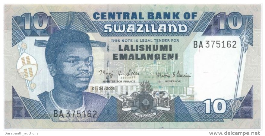 Szváziföld 2006. 10E T:I
Swaziland 2006. 10 Emalangeni C:UNC - Non Classés