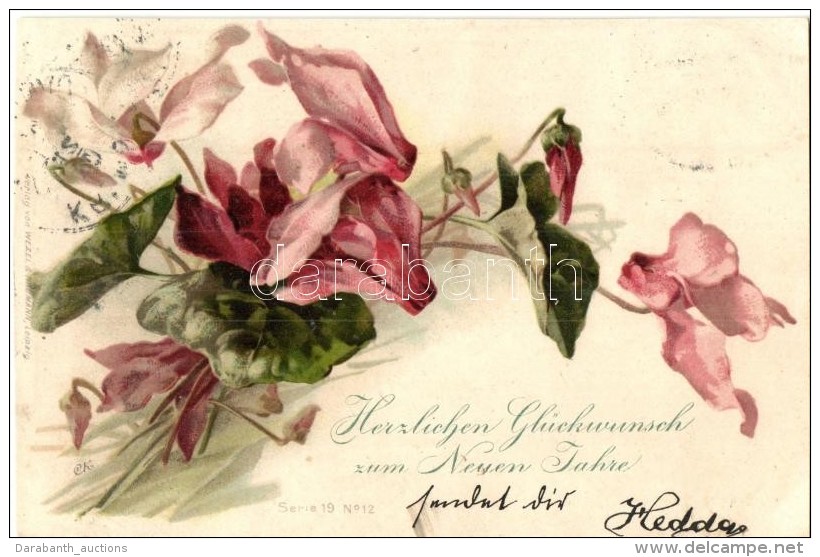 T4 1899 Floral Greeting Card, Wezel &amp; Naumann Litho (cut) - Non Classés