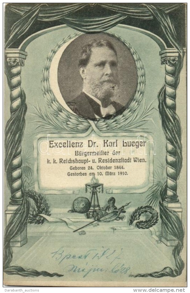 T2 Excellenz Dr. Karl Lueger, Bürgermeister Der K. K. Residenstadt Wien / Commemorative Postcard - Non Classés