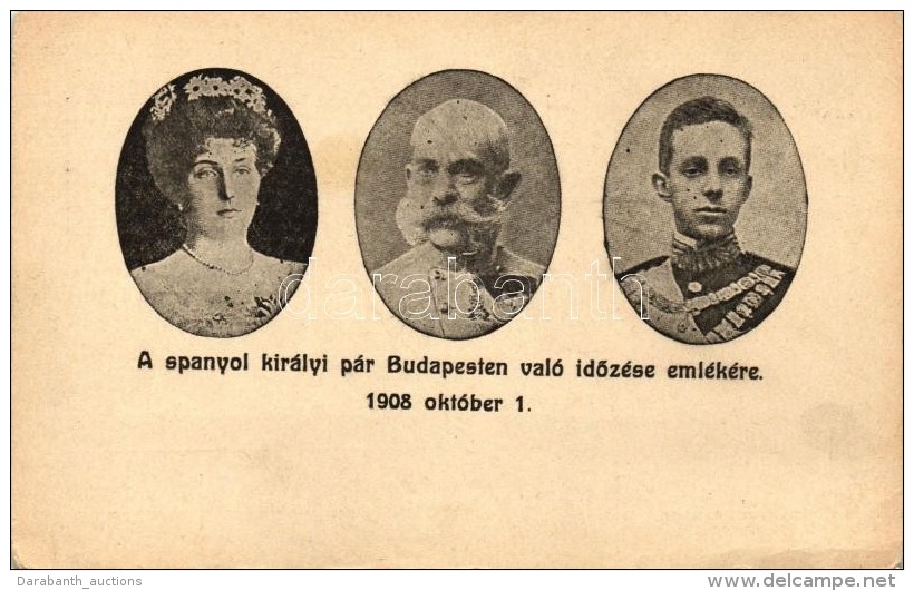 ** T2/T3 1908 A Spanyol Királyi Pár Budapesten; Kiadja LÅ‘bl Dávid és Fia / Alfonso... - Non Classés