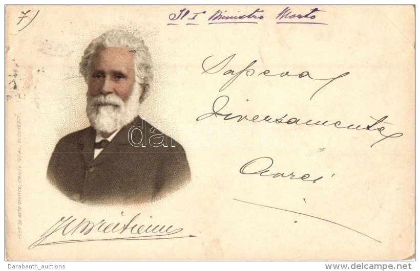 * T3 1899 Ion I. C. Bratianu, Romanian Politician, Carol Göbl Litho (kis Szakadás / Small Tear) - Non Classés