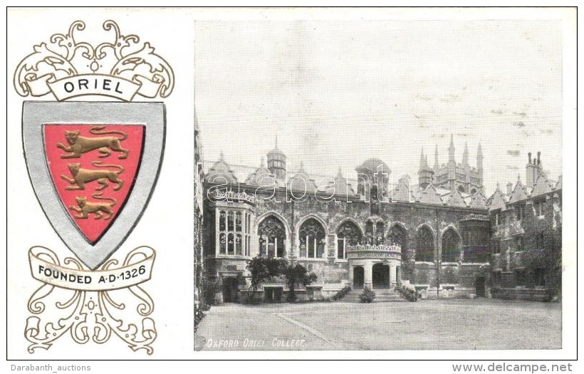 ** T2 Oxford, Oriel, Coat Of Arms; Heraldic Series Of Postcards Oxford Emb. - Non Classés