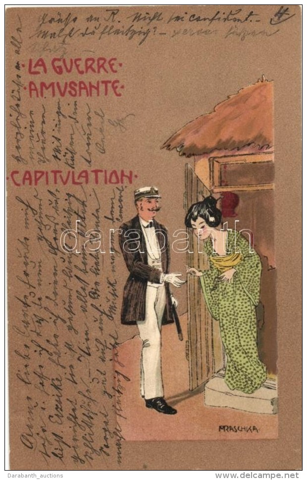 T2 La Guerre Amusante - Capitulation, M. Raschka Signed Raphael Kirchner Postcard - Ohne Zuordnung