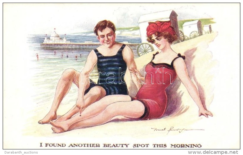 ** T2 I Found Another Beauty Sport This Morning / Couple Humour, Seaside Series No. 124., Artist Signed - Non Classés