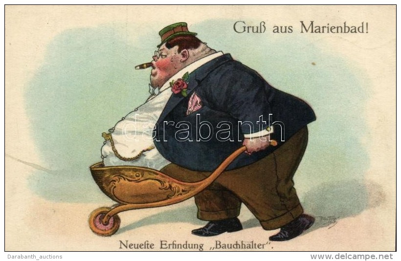 T2 Gruss Aus Marienbad, Neueste Erfindung 'Bauchhalter' / Latest Invention 'belly Holder', L&amp;P 2042. Humour S:... - Non Classés