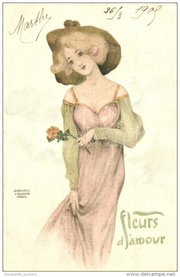 T2 Fleurs D'amour; French Art Postcard L. H. Paris S: Raphael Kirchner - Non Classés