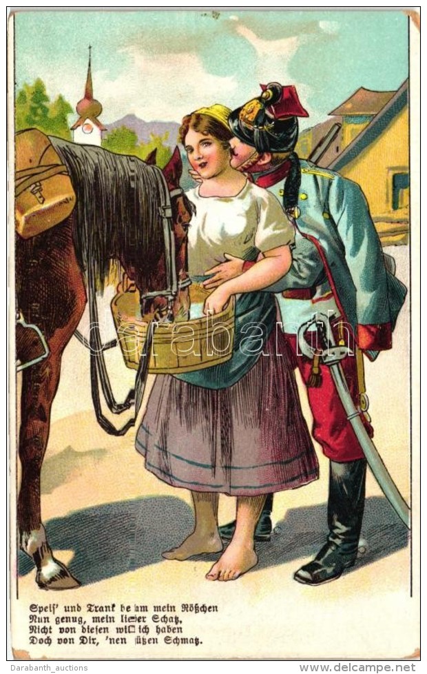 ** T2/T3 Speis Und Trank Betam Mein Rösschen... / K.u.K. Cavalryman, Romantic Litho Postcard - Non Classés