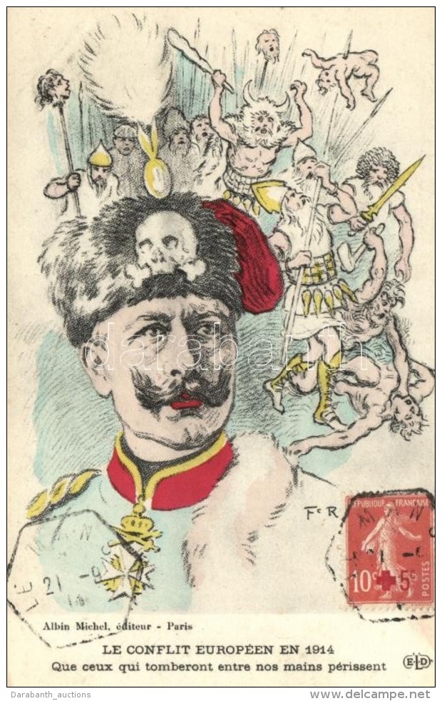 * T2 Le Conflit Européen En 1914; Albin Michel / Wilhelm II, French Military Propaganda, Artist Signed - Non Classés