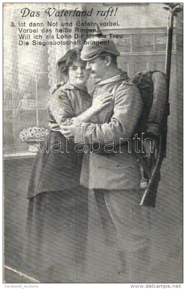 T2/T3 'Das Vaterland Ruft!' / WWI Military Postcard, Parting Couple, Farewell, Romantic (EK) - Ohne Zuordnung
