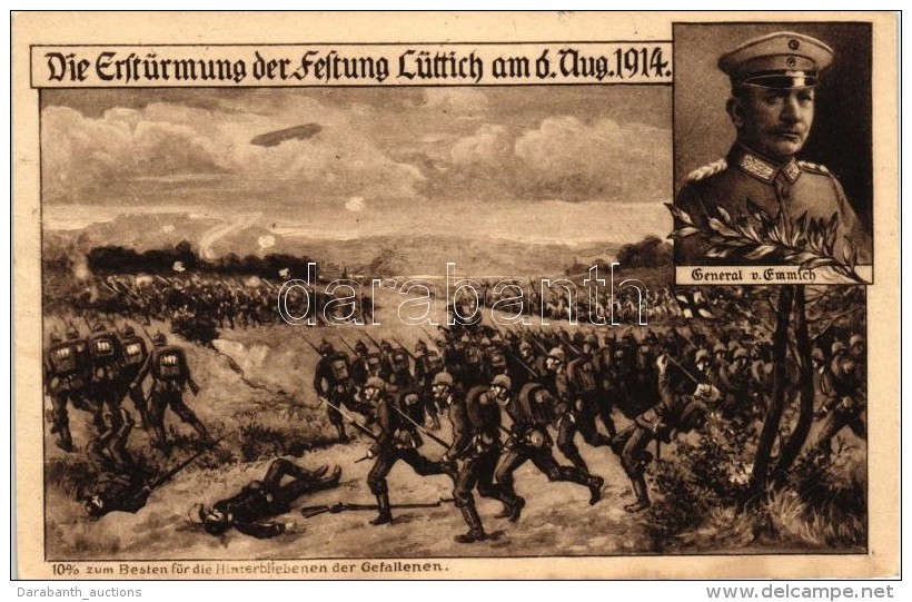 T2 1914 Die Erstürmung Der Festung Lüttich, General Von Emmich / WWI German Military Memorial Card - Non Classés