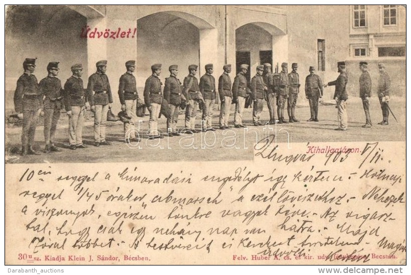 T2/T3 'Kihallgatáson' / WWI K.u.K. Soldiers Standing In Line For Questioning, Huber A. Felvétele,... - Non Classés