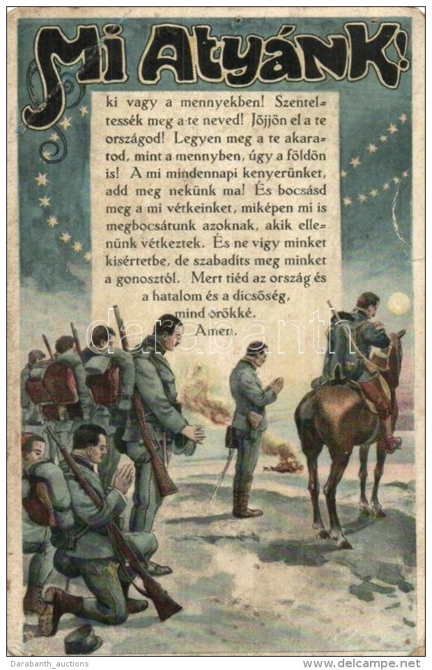 T4 'Mi Atyánk!...' / WWI K.u.K. Military Postcard, Prayer On The Battlefield, L. &amp; P. 1794. (tÅ±nyomok /... - Non Classés
