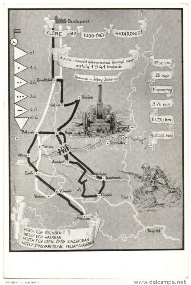 ** T2 1941 ElÅ‘re Az 1000 éves Határokig! Hiszekegy. M. Kir. 1. Honvéd... - Non Classés