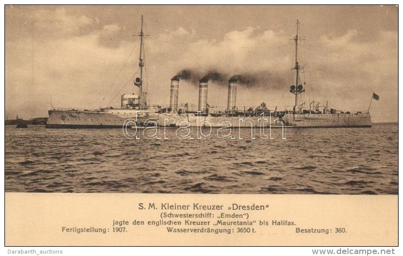 ** T1/T2 SM Kleiner Kreuzer Dresden, Marine-Erinnerungskarte Nr. 16 / German Navy - Non Classés