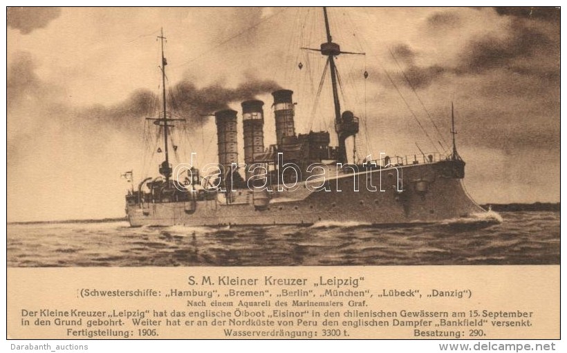 ** T1/T2 SM Kleiner Kreuzer Leipzig, Marine-Erinnerungskarte Nr. 25 / German Navy - Non Classés