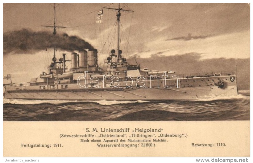 ** T1/T2 SM Linienschiff Helgoland, Marine-Erinnerungskarte / German Navy - Non Classés