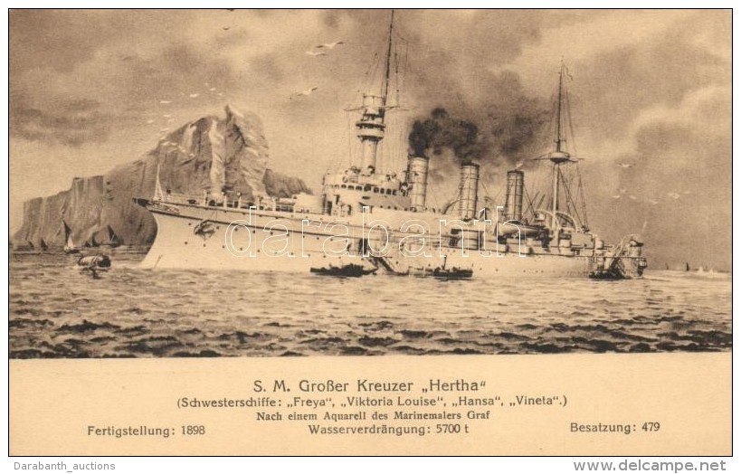 ** T1/T2 SM Kleiner Kreuzer Hertha, Marine-Erinnerungskarte Nr. 46 / German Navy - Non Classés