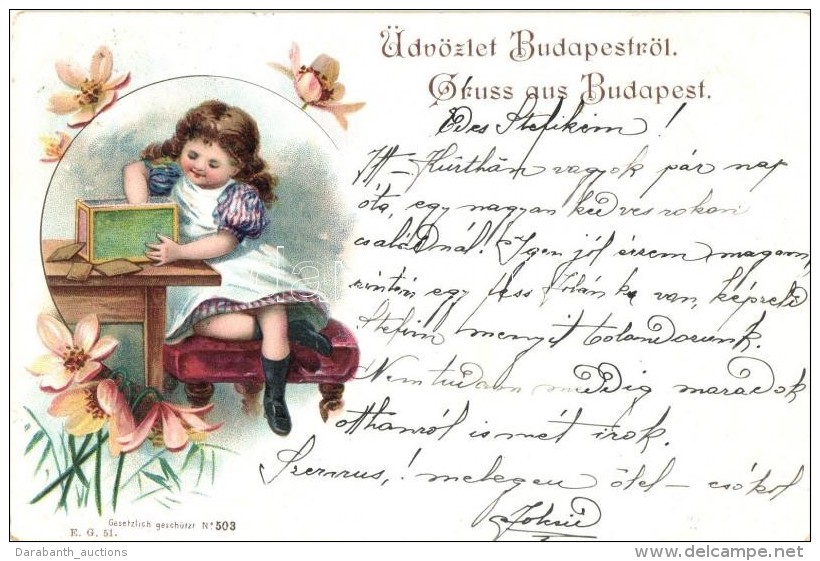 T2/T3 1899 'Üdvözlet BudapestrÅ‘l' / Child, Floral (EK) - Non Classés