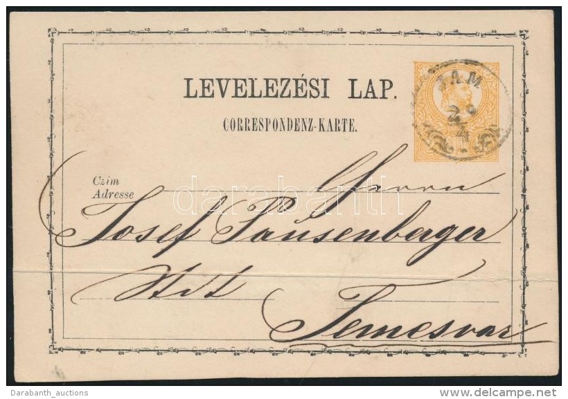 1873 2kr Díjjegyes LevelezÅ‘lap / PS-card'JAM' - Temesvár - Autres & Non Classés