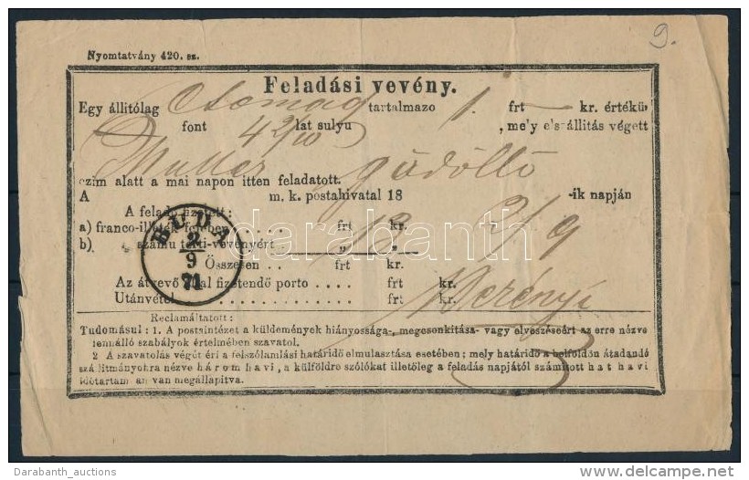 1871 Feladó Vevény 'BUDA' - Autres & Non Classés