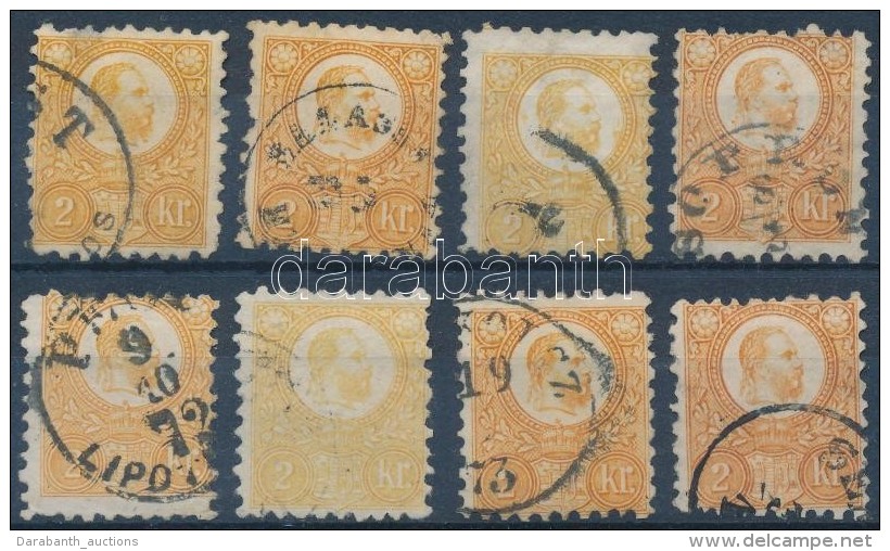O 1871 8 Db Réznyomat 2kr Sárga, Narancssárga  Színekben / 8 X Mi 8 Colour Varieties - Autres & Non Classés
