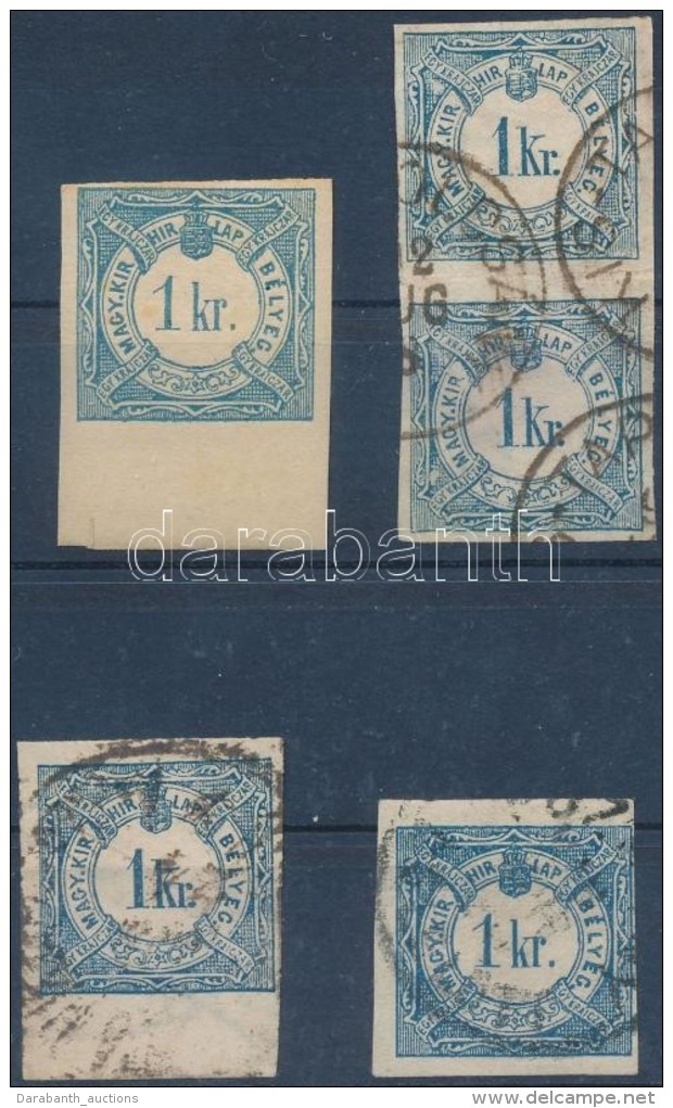 ** O 1868--1888 5 Db 1kr Hírlapilleték Bélyeg, Közte 1868 1kr Postatiszta  Széles... - Autres & Non Classés