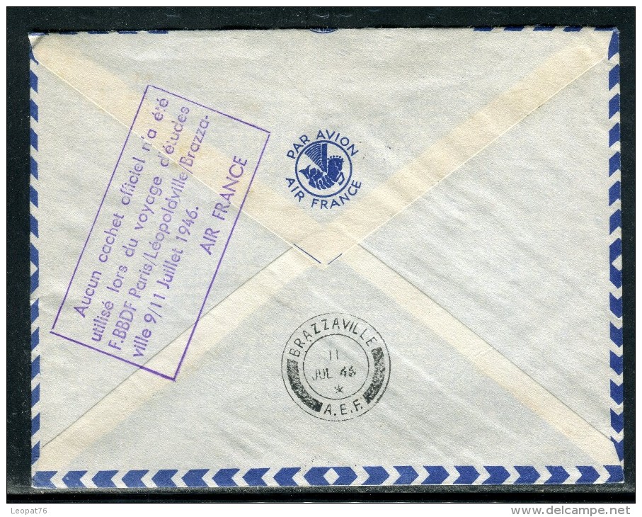 France - Enveloppe De Paris Par Avion Pour Brazzaville En 1946 , Voir Cachets Recto Et Verso  Réf O 172 - 1927-1959 Lettres & Documents