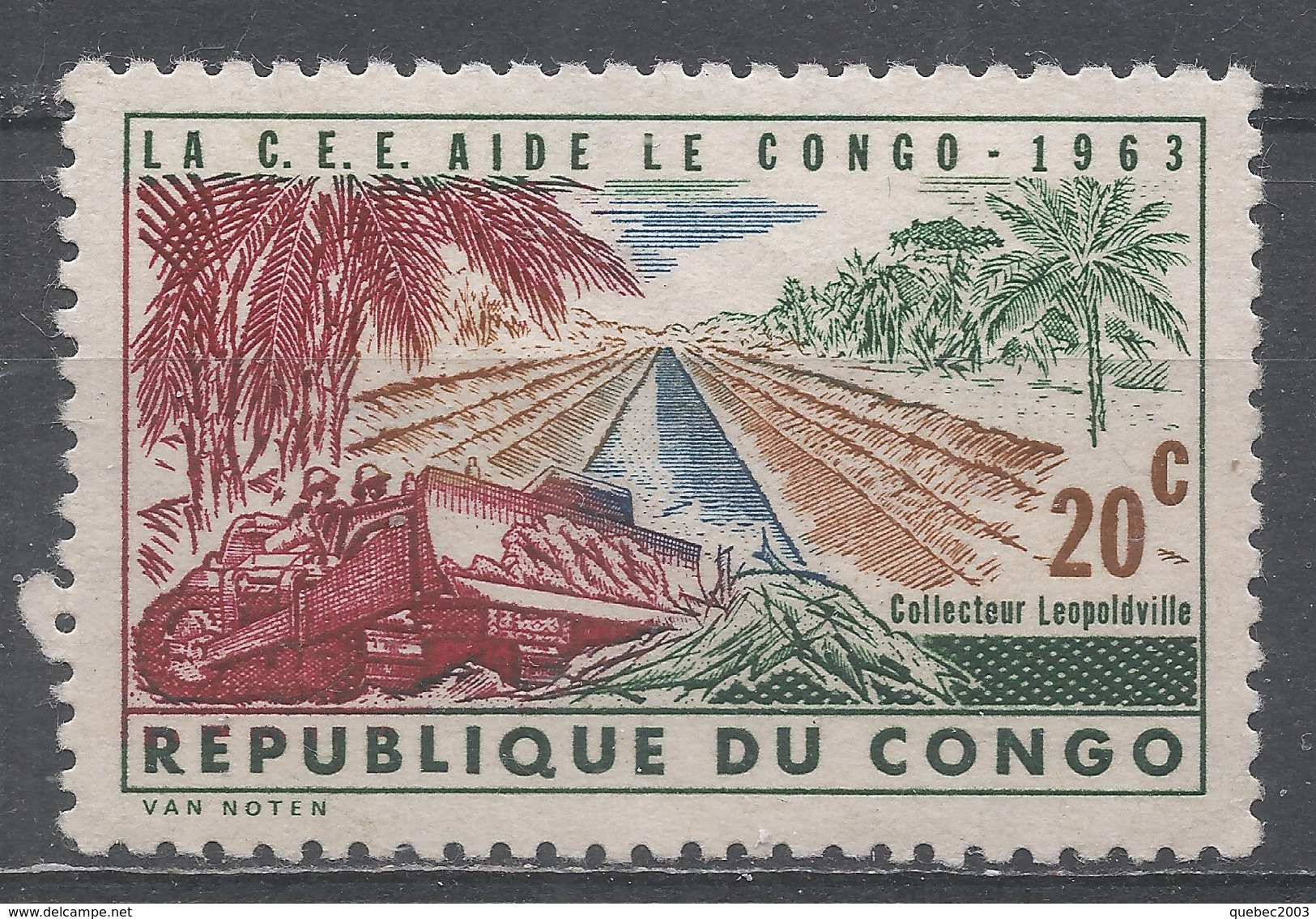 Congo Democratic Republic 1963. Scott #455 (MH) Buldozer And Kabambare Sewer, Leopoldville - Oblitérés