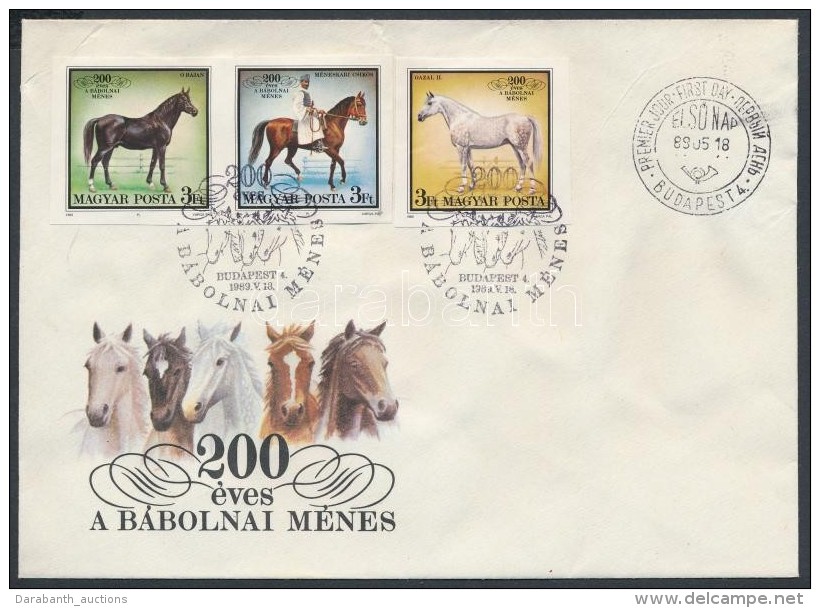 1989 Bábolnai Ménes Vágott Sor FDC-n - Autres & Non Classés