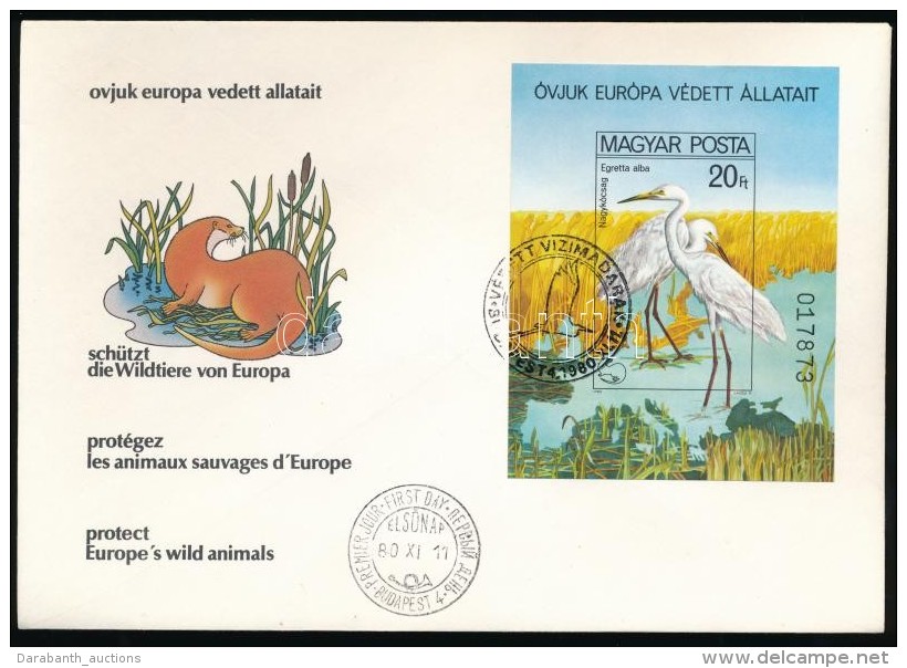 1980 Védett Vízimadarak Vágott Blokk FDC-n (6.000) - Autres & Non Classés