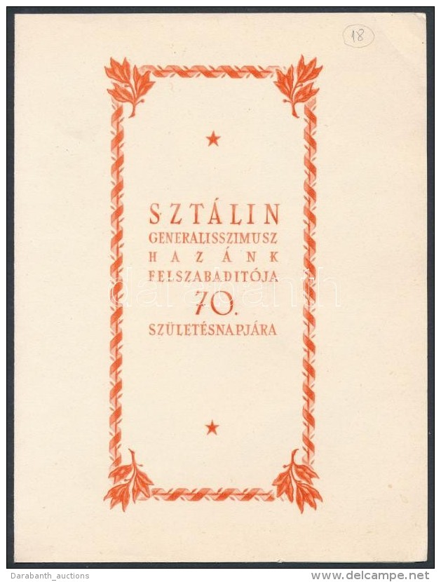 1949 Sztálin Vágott Sor Emléklapon (3.500) - Autres & Non Classés