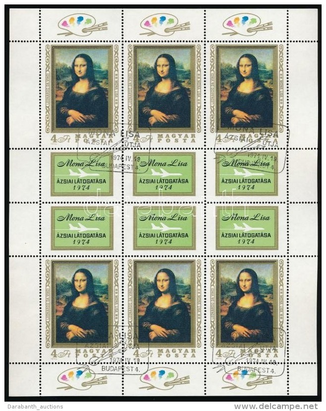 O 1974 Mona Lisa Teljes ív Alkalmi Bélyegzéssel (13.000) - Autres & Non Classés