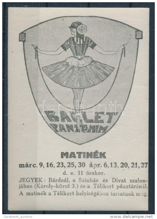 1912 Balett Pantomim Matinék, Télikert, Reklámbélyeg - Non Classés