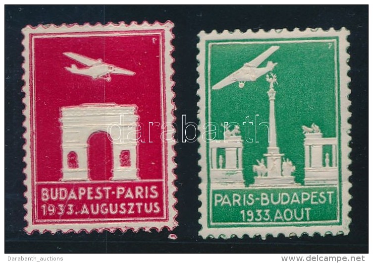 1933 Budapest-Párizs 2 Db Levélzáró - Sin Clasificación