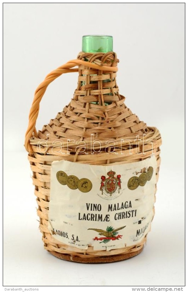 'Vino Malaga Lacrimae Christi' üres Boros Demizson, Dugó Nélkül, M: 22 Cm - Autres & Non Classés