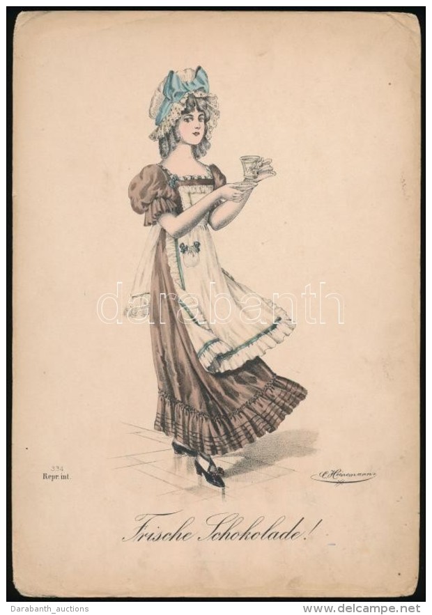 Cca 1860 Csokoládé-árus Lány Litográfia / Chocholate Seller Girl, Lithography... - Estampes & Gravures