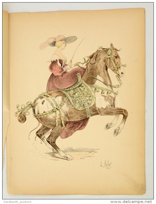 Louis Vallet (1856-1940) Lovas NÅ‘ Litográfia / Cca 1880 Horse Rider Woman Lithography. 26x34 Cm - Estampes & Gravures