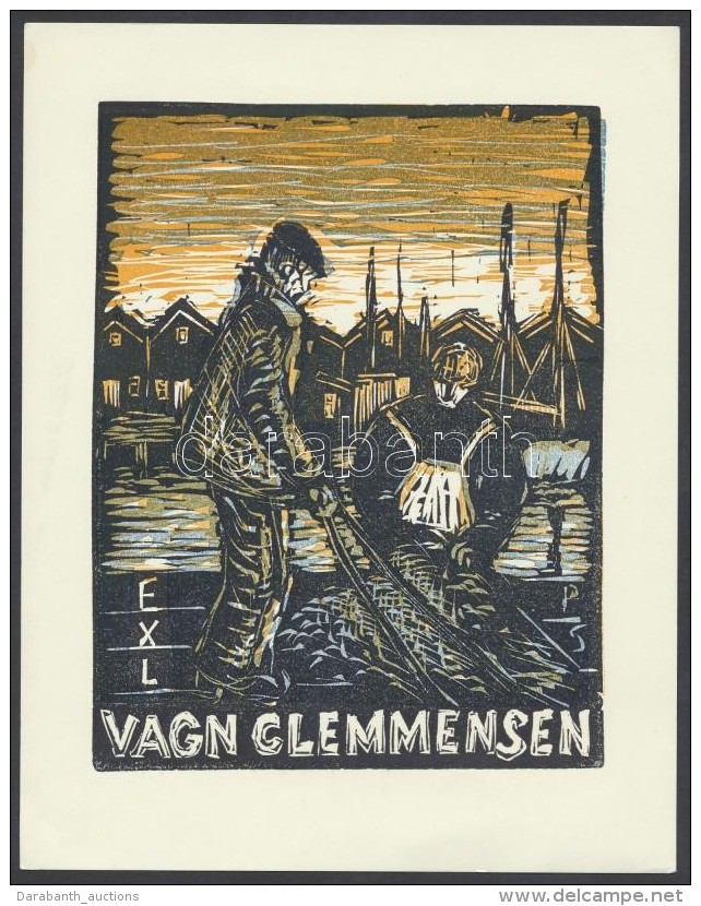 Soerensen, Poul (1896-1969) (?):  Ex Libris Vagn Glemmensen, Linó, Papír, Jelzett A Dúcon,... - Autres & Non Classés