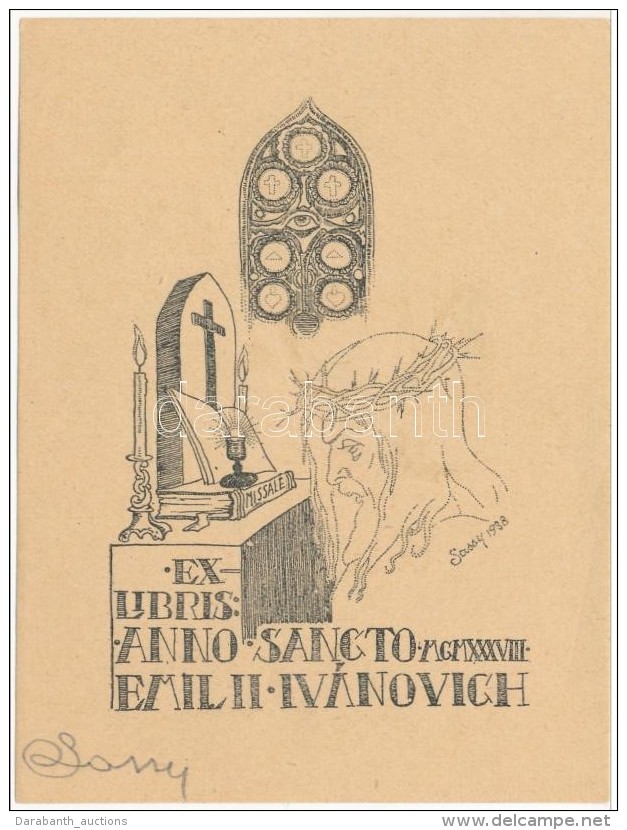 Sassy Attila (Aiglon) (1880-1967): Ivánovich Emil (1874-1946) Apátkanonok Ex Librise Az 1938.... - Autres & Non Classés