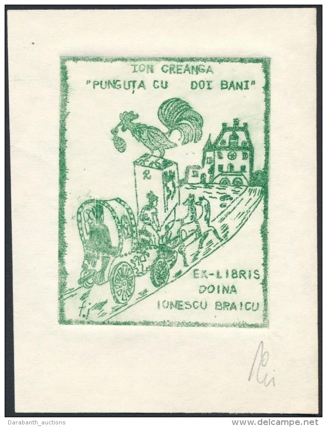 Franz Illi (1932-): Ex Libris Doina Ionescu Braicu. Rézmetszet, Papír, Jelzett, 9&times;7 Cm - Autres & Non Classés