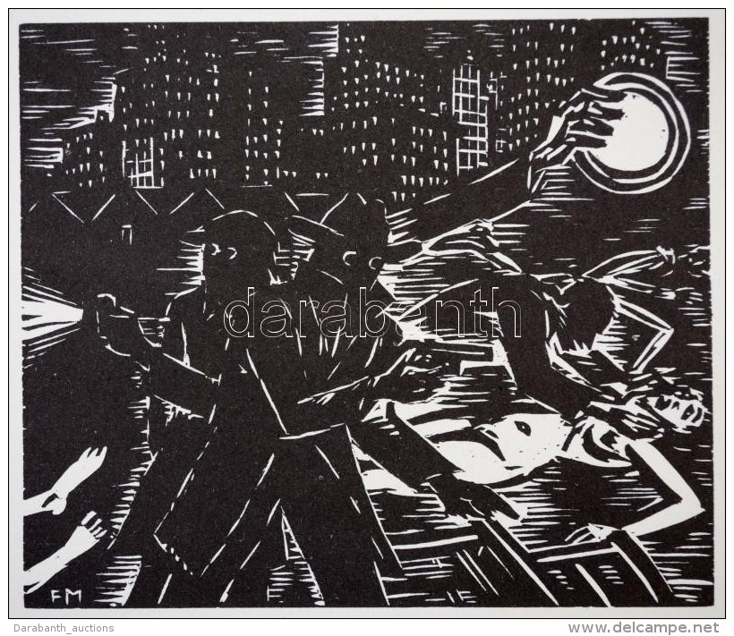 Frans Masereel (1889-1972): BÅ±nös Város, Fametszet, Papír, Jelzett A Metszeten, 13&times;11 Cm - Autres & Non Classés