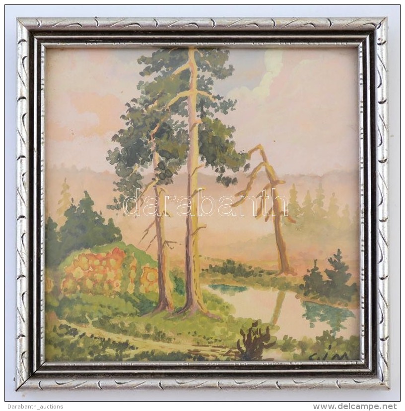 C.I.M. Jelzéssel: Kiszáradt Fák. Akvarell, Papír, 12&times;12 Cm - Autres & Non Classés