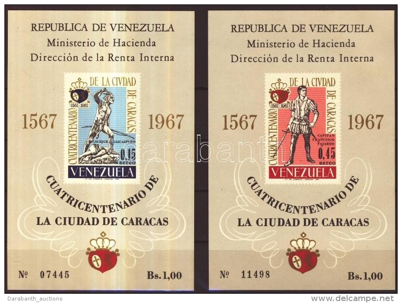 ** 1967 400 éves Caracas Blokkpár Mi 14-15 - Autres & Non Classés