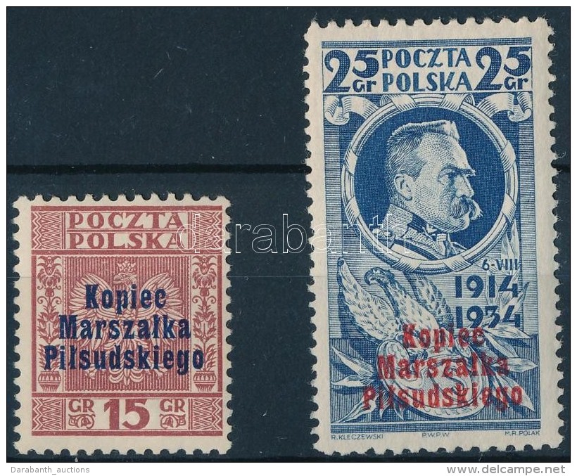 ** 1935 A Pilsudski-domb Létrehozása Sor Felülnyomással Mi 299-300 - Autres & Non Classés