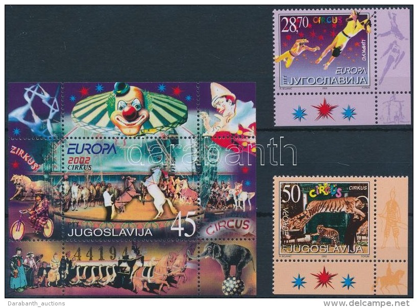 ** 2002 Europa CEPT: Cirkusz ívsarki Sor Mi 3076-3077 + Blokk 53 - Autres & Non Classés