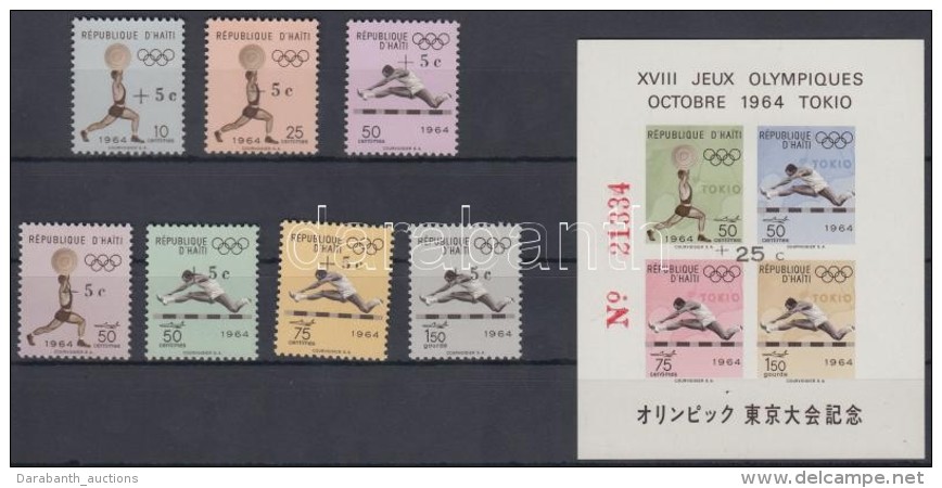 ** 1965 Tokiói Olimpia Sor Felülnyomással Mi 805 AII-811 AII + Blokk Mi 30 AI - Autres & Non Classés