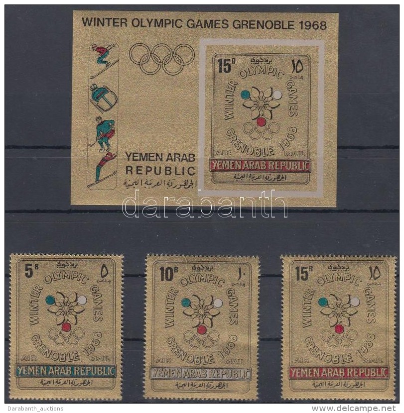 ** 1967 Téli Olimpia, Grenoble Sor Mi 613-615 + Blokk 60 B - Autres & Non Classés