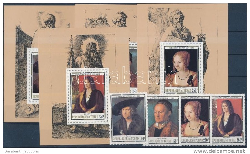 ** 1978 Dürer Sor + Sor Vágott Blokksor Formában, Nyomtatott Fogazással Mi 831-834 - Autres & Non Classés