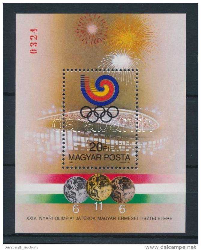 ** 1988 Olimpiai érmesek (V.) Szöul Ajándék Blokk / Mi Block 201 Present Of The Post... - Autres & Non Classés